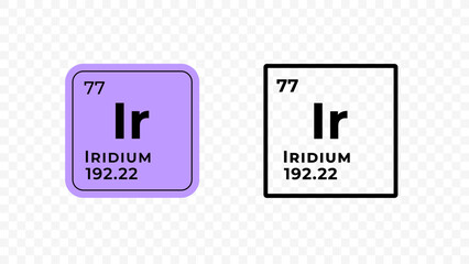 Iridium, chemical element of the periodic table vector design