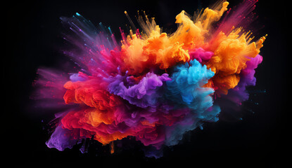Smoky colorant background with paint splashes