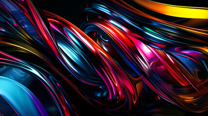 Multiple group of colorful abstract 3d lines in the shape of spehre