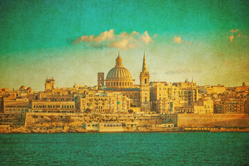 Vintage image of Valletta, the capital of Malta..