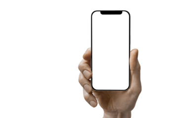a phone  in a hand on a transparent background in PNG format