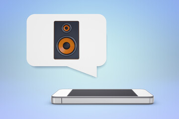 Speaker illustration above a smartphone screen