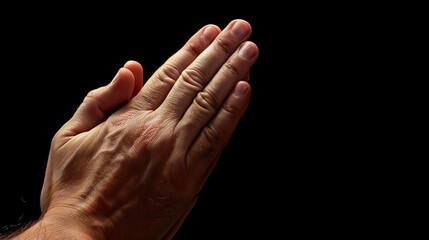 Fototapeta premium hands praying in prayer a black background