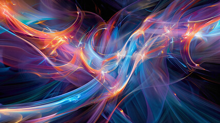 Luminous Flux. Bands of radiant light pulsating and undulating across a digital canvas, evoking a sense of dynamic energy and motion. - obrazy, fototapety, plakaty