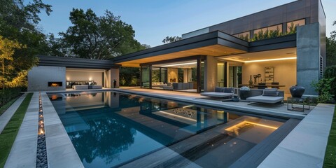 modern architectural backyard with clean lines