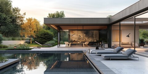 Obraz premium modern architectural backyard with clean lines