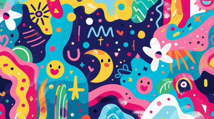 Obraz na płótnie Canvas colourful patten background, 2D visual for kids