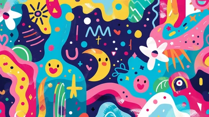 Afwasbaar Fotobehang In de zee colourful patten background, 2D visual for kids