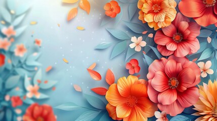 Pink Flowers Painting on Wall - obrazy, fototapety, plakaty