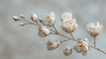 Blooming Flowers Clinging to Twig