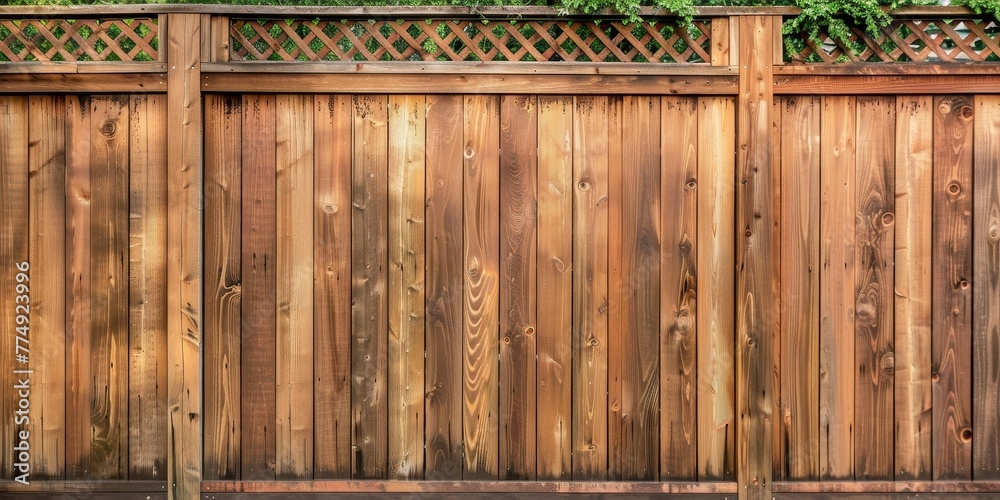 Poster Tall cedar privacy fence enveloping the backyard