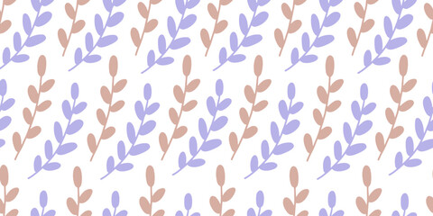 Pussy willow branches seamless pattern vector illustration. Botanical ornament. Plant repeated texture. Design for textile, fabric, nursery goods, print, wrapping paper, packaging.