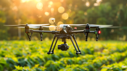 Drone-Assisted Pest Management, equipped with cameras and sensors, identifying pest infestations in crops - obrazy, fototapety, plakaty