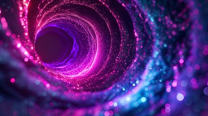 Abstract neon background, round tunnel.