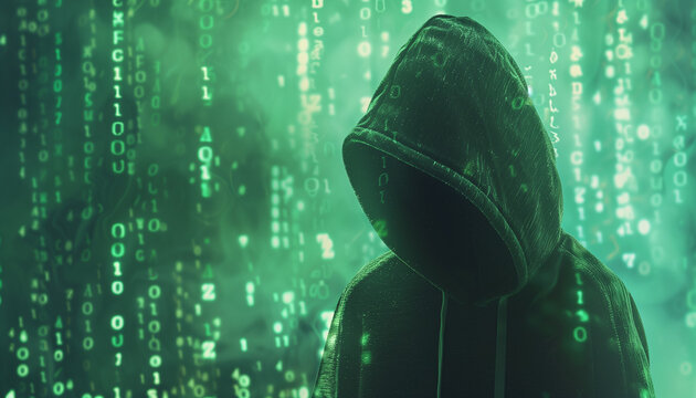 Hacker or Cybersecurity Expert Amidst Binary Code