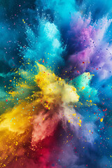 Colorful explosive powders for background