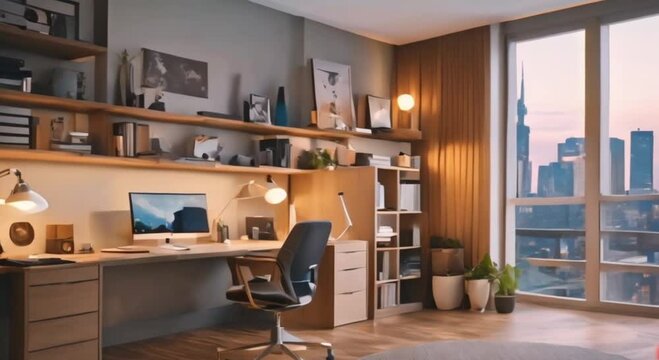 3d view of modern comfortable home office
