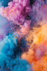 Colorful explosive powders for background
