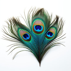 Fototapeta premium peacock feather on a white background сreated with Generative Ai