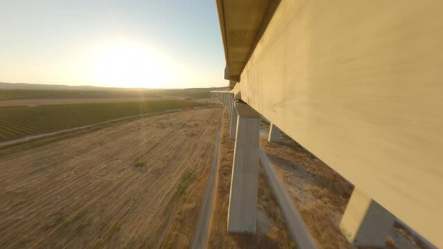 FPV aerial video on the Modi'in railway bridge, Israel