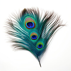 Obraz premium peacock feather on a white background сreated with Generative Ai