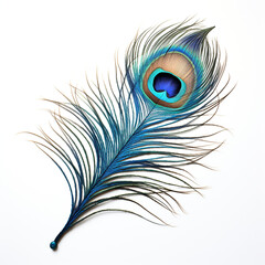 Obraz premium peacock feather on a white background сreated with Generative Ai