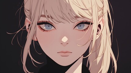 Blonde Woman in Japanese Comic style