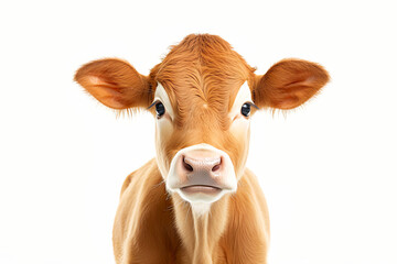 Close Up of a Brown Cow on White Background