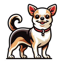 Cute chihuahua dog full body vector illustration, funny adorable pet animal, standing purebred chihuahua doggy flat design template isolated on white background