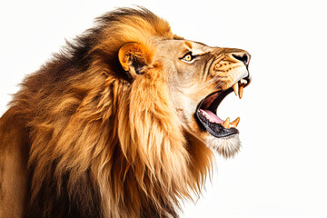 Close-up of a Lion roaring profile Leo