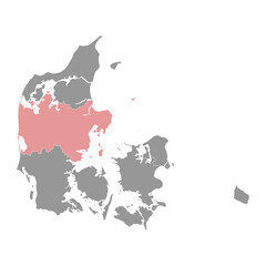 Central Denmark Region map, administrative division of Denmark. Vector illustration.