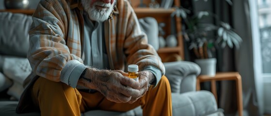 Treating Arthritis Pain: Elderly Man Applying Ointment to Knee at Home. Concept Arthritis Pain Management, Elderly Health, Home Remedies, Caregiving, Pain Relief
