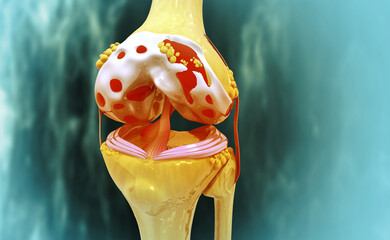 Anatomy of human knee joint. 3d illustration
