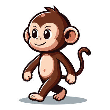 Monkey ape chimpanzee mascot cartoon character design illustration, cute funny adorable monkey concept vector template isolated on white background