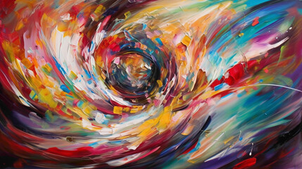 Whirlwind of Color. A whirlwind of vibrant colors swirling and spinning on the canvas, creating a whirlwind of energy and excitement that captures the viewer's imagination. - obrazy, fototapety, plakaty
