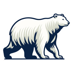 Obraz premium Wild polar bear full body vector illustration, arctic north pole animal icon, zoology element illustration, design template isolated on white background