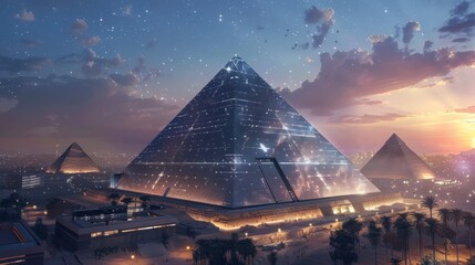 The Great Pyramid of Giza as a Solar-Powered  - obrazy, fototapety, plakaty