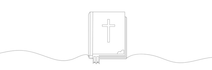 Continuous line drawing of Bible, symbol of Christianity. The book of God. Religion. Vector. Illustration