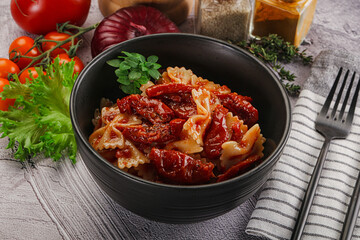 Italian pasta with dry tomato