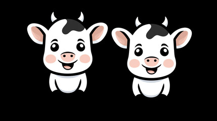 Obraz na płótnie Canvas baby cow smile cute funny , flat icon сreated with Generative Ai