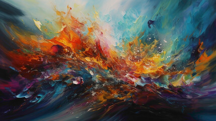 Energetic Flow. Energetic waves of color pulsating and vibrating on the canvas, infusing the scene with a dynamic sense of movement and vitality.