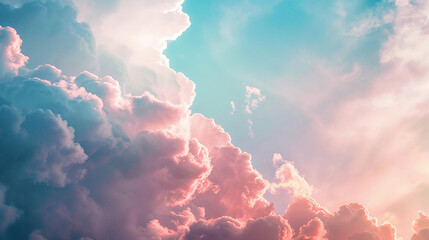Dreamy pastel cloudscape background, creating a serene ambiance for presentations. - obrazy, fototapety, plakaty