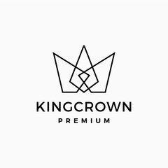 Crown King Logo line outline Vector Icon Illustration - 774942366