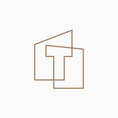 t Letter House Monogram Home mortgage architect architecture logo vector icon illustration