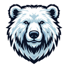 Wild polar bear head face vector illustration, arctic north pole animal icon, zoology element illustration, design template isolated on white background