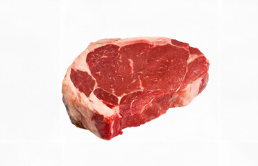 A succulent ribeye steak, perfectly grilled and isolated against a clean background.