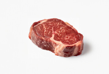 A succulent ribeye steak, perfectly grilled and isolated against a clean background.