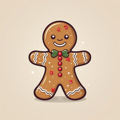 Obraz premium cartoon Christmas drawn gingerbread man many details light background сreated with Generative Ai