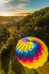 Hot Air Balloon Launch early Asheville NC morning.