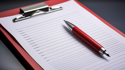 Elegant Red Pen on Blank Voting Ballot with Clip Generative AI